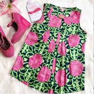 🌺 LILLY PULITZER 100% Silk Tara Flowy Sleeveless Blouse. Size 6. Excellent cond!